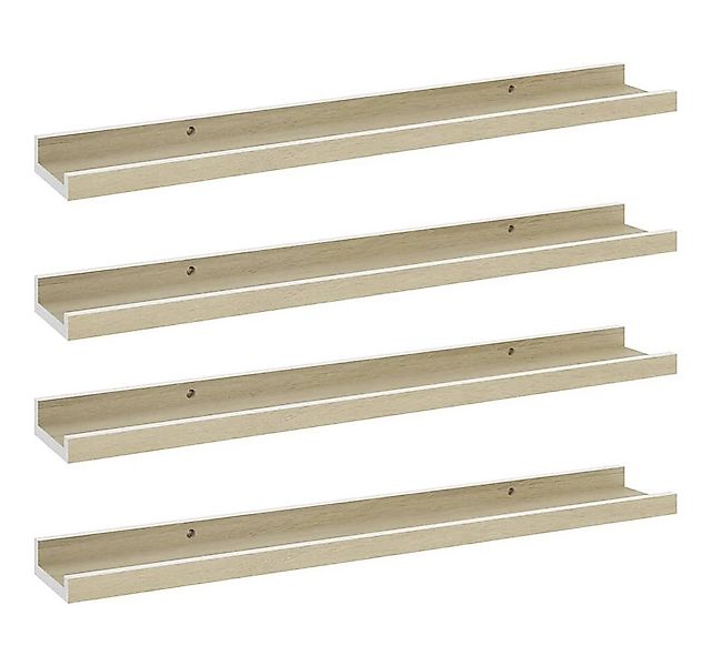 vidaXL Wandregal, Regale 4 Stk. Weiß und Sonoma-Eiche 60x9x3 cm günstig online kaufen