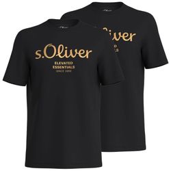s.Oliver T-Shirt mit Metallic-Logo-Aufdruck im 2er günstig online kaufen