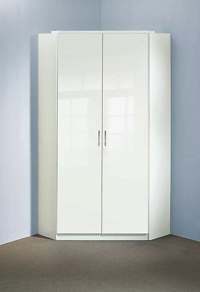 Eckschrank 95x95 cm Weiß / Holzotpik Braun CLACK günstig online kaufen