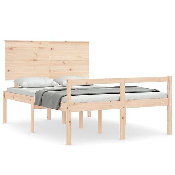 vidaXL Bettgestell, Seniorenbett mit Kopfteil 140x200 cm Massivholz günstig online kaufen