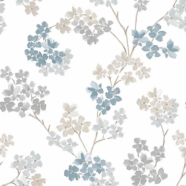 Superfresco Easy Vliestapete »Bailey - Blumen«, Blau/Grau - 10m x 52cm günstig online kaufen