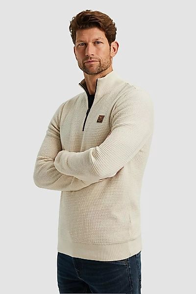 PME Legend Half Zip Sweater Mouliné Ecru - Größe L günstig online kaufen