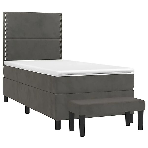 vidaXL Boxspringbett mit Matratze Dunkelgrau 80x200 cm Samt 3137750 günstig online kaufen