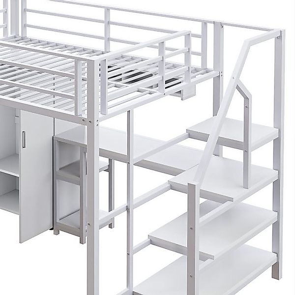 STILVORA Hochbett 140×200 Jugendbett mit Kleiderschrank & Tisch,Metallbett günstig online kaufen