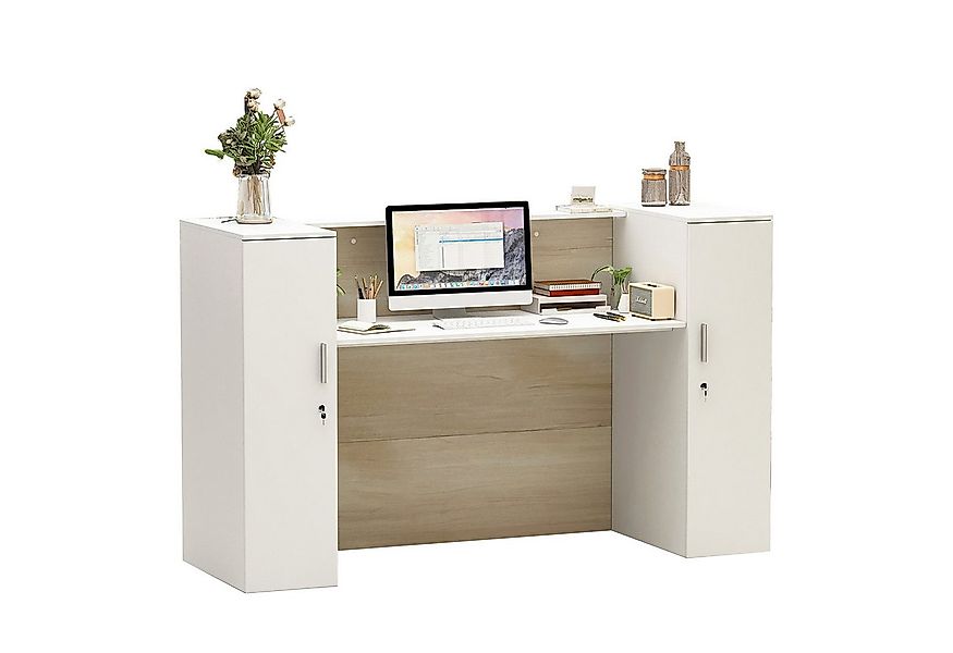 FUFU&GAGA Empfangstheke Rezeptionstresen mit verstellbaren Einlegeböde Holz günstig online kaufen