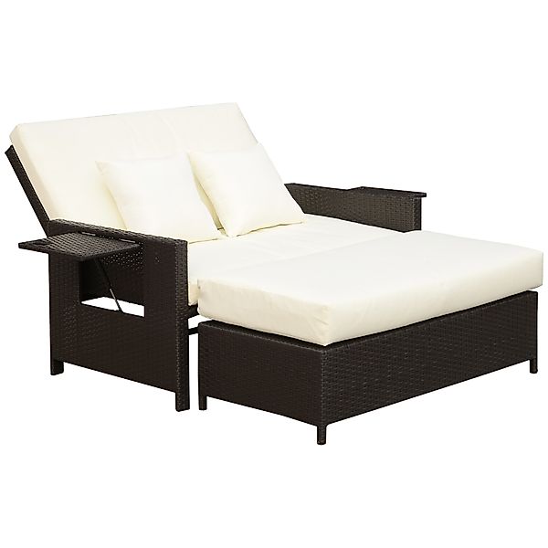 Outsunny Gartenlounge-Set Zweisitzer-Gartensofa mit Liegefunktion, (Polyrat günstig online kaufen