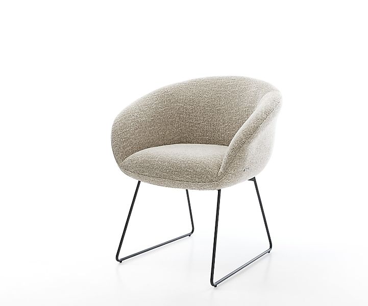 Esszimmerstuhl Vinka-Flex mit Armlehnen Webstoff Soft Beige Kufengestell Sc günstig online kaufen