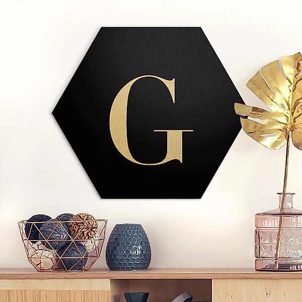 Hexagon-Alu-Dibond Bild Buchstaben Buchstabe Serif Schwarz G günstig online kaufen