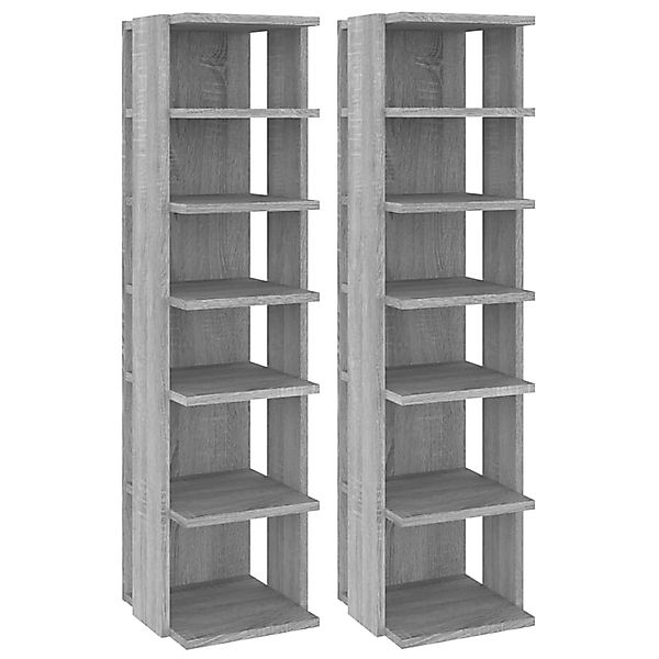 vidaXL Schuhregale 2 Stk Grau Sonoma 27,5x27x102 cm Holzwerkstoff 815975 günstig online kaufen