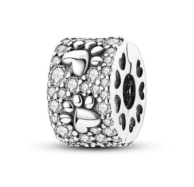 PANDACHARMS Bead Pfotenabdruck mit Herzen Clip für Armband, 925er Silber, Z günstig online kaufen