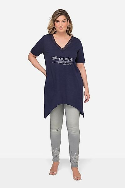 MIAMODA Longshirt T-Shirt Schrift-Motiv V-Ausschnitt Halbarm günstig online kaufen