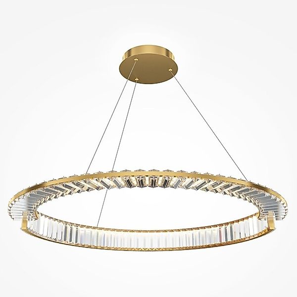 LED Pendelleuchte Krone in Gold und Transparent 45W 3000lm günstig online kaufen