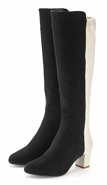 LASCANA Stiefel, Langer Stiefel, Stiefelette mit Blockabsatz in zweifarbige günstig online kaufen