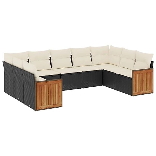 vidaXL 9-Tlg Garten-Sofagarnitur mit Kissen Schwarz Poly Rattan 3260355 günstig online kaufen
