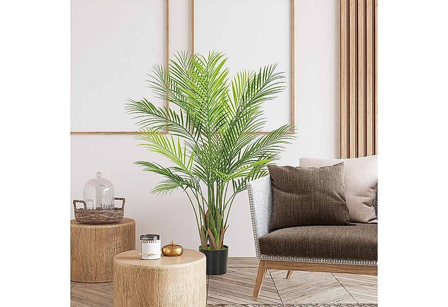 Kunstpflanze 120cm hoch Areca-Palme, HOMCOM, Höhe 120 cm, für Wohnzimmer Sc günstig online kaufen