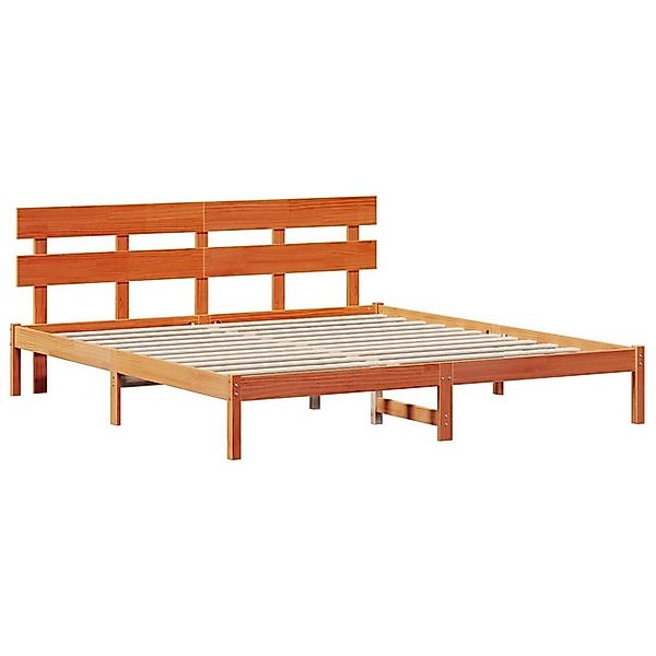 vidaXL Bett Wax Brown Kiefernholz Bettgestell Wax Brown Massivholz Kiefer ( günstig online kaufen