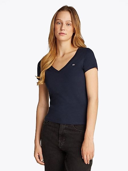 Tommy Jeans Kurzarmshirt TJW SLIM V-NECK TEE mit Logo-Stickerei günstig online kaufen