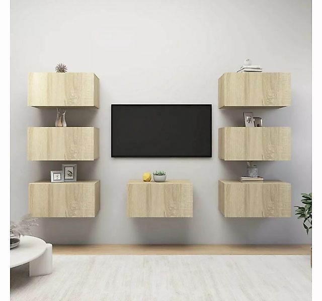 furnicato TV-Schrank TV-Schränke 7 Stk. Sonoma-Eiche 30,5x30x60 cm Holzwerk günstig online kaufen