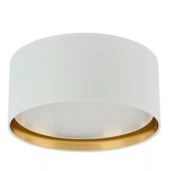 Deckenlampe rund Ø 45 cm Weiß Gold blendarm Stoffschirm günstig online kaufen