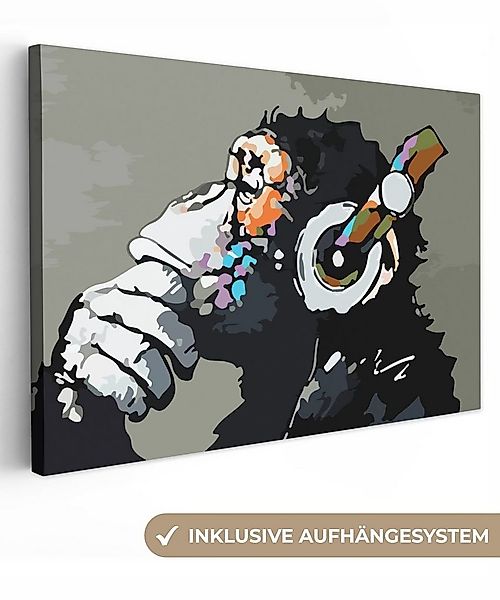 OneMillionCanvasses® Leinwandbild Kunstdrucke - Ölfarbenoptik - Affe - Kopf günstig online kaufen