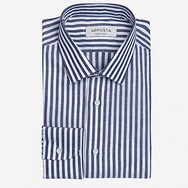 Hemd  streifen  marineblau baumwoll-leinen leinwandbindung, kragenform  mod günstig online kaufen