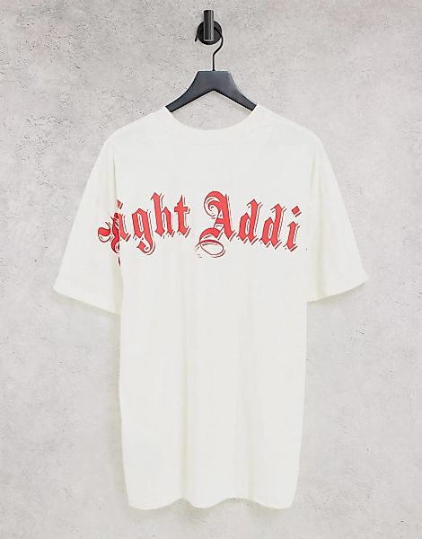 Night Addict – T-Shirt in Creme mit Logoprint auf dem Rücken-Neutral günstig online kaufen