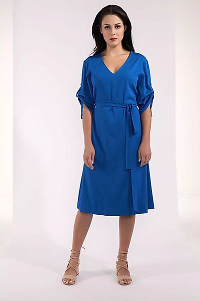 Kurzes Kleid, Knielang Mit Gerafften Ärmeln Blau Oder Schwarz günstig online kaufen