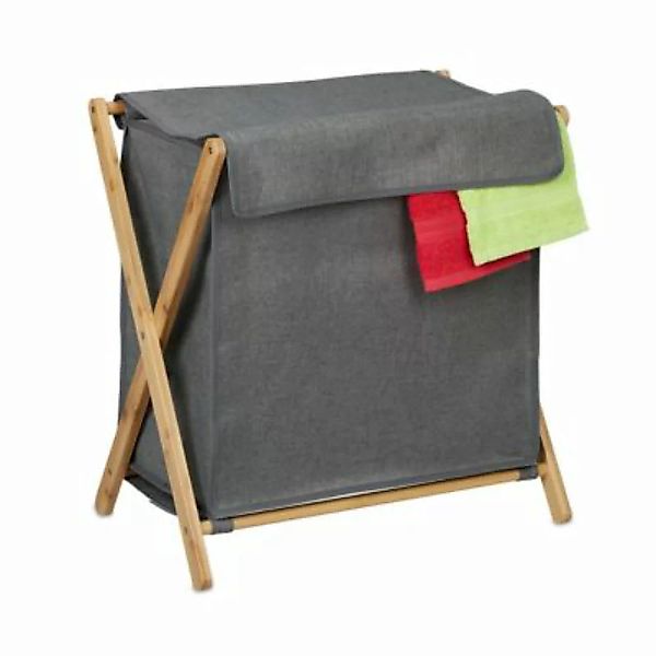 relaxdays Klappbarer Wäschekorb mit Deckel natur/grau günstig online kaufen