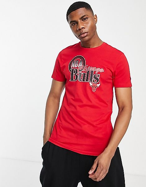 New Era – T-Shirt in Rot mit Retro-Print günstig online kaufen