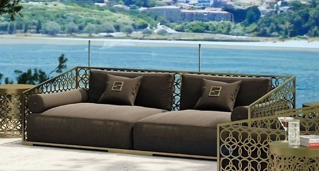 Casa Padrino 3-Sitzer Luxus 3er Sofa Braun / Gold 325 x 109 cm - Handgefert günstig online kaufen