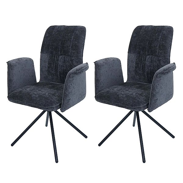 MCW Esszimmerstuhl N99 2er-Set Armlehne Dunkelgrau günstig online kaufen