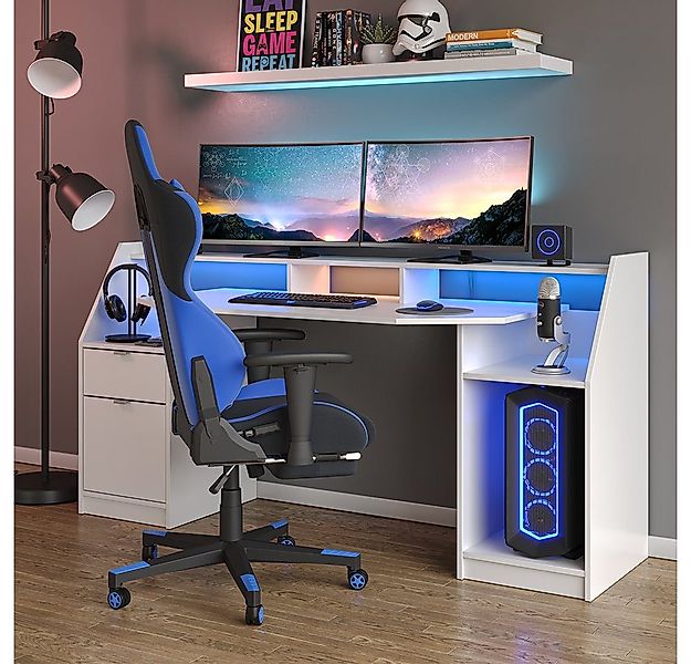 Vicco Computertisch Joel, Weiß, 180 x 66 cm günstig online kaufen