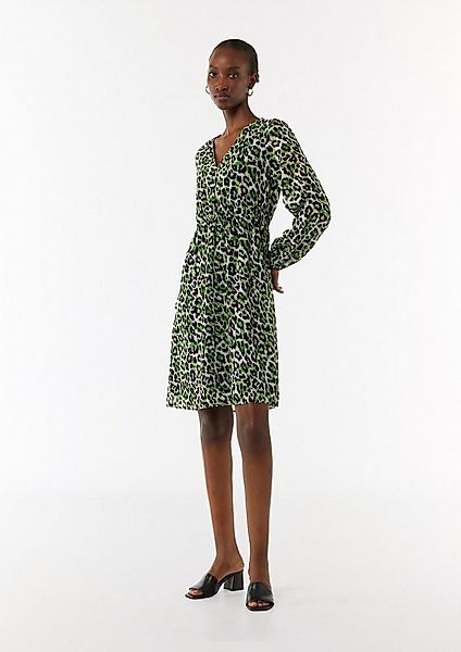comma Minikleid Kleid Kurzes Chiffon-Kleid mit Leo-Print und Knopfleiste günstig online kaufen