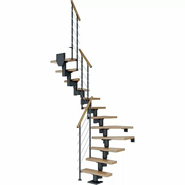 Dolle Mittelholmtreppe Dublin Eiche Anthrazit GH bis 315 cm 1/2 Gewendelt 7 günstig online kaufen