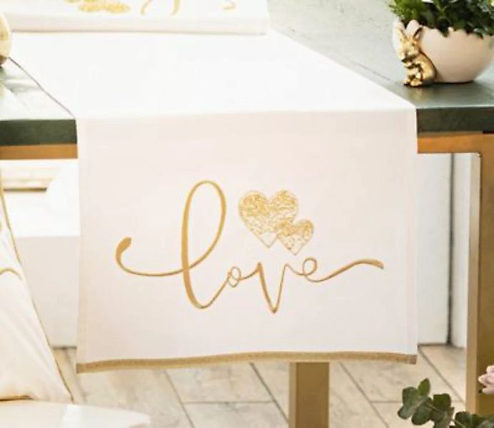 HOME Living "Bundle Textil Set ""Love"" 2tlg. Tischdecken" creme günstig online kaufen