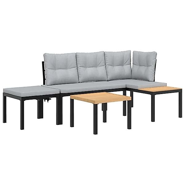 vidaXL Gartenbank-Set 4-Tlg Schwarz Pulverbeschichteter Stahl 3283640 günstig online kaufen