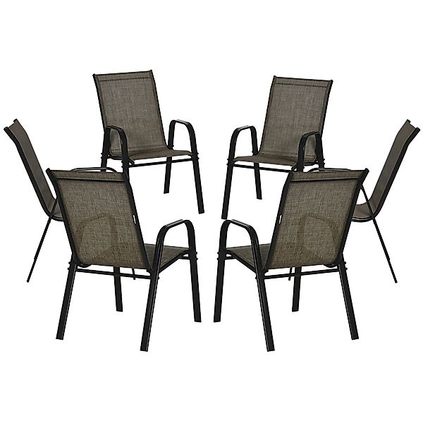 Outsunny Set 6 Gartenstühle Stapelbare platzsparende Outdoor-Stühle mit Met günstig online kaufen