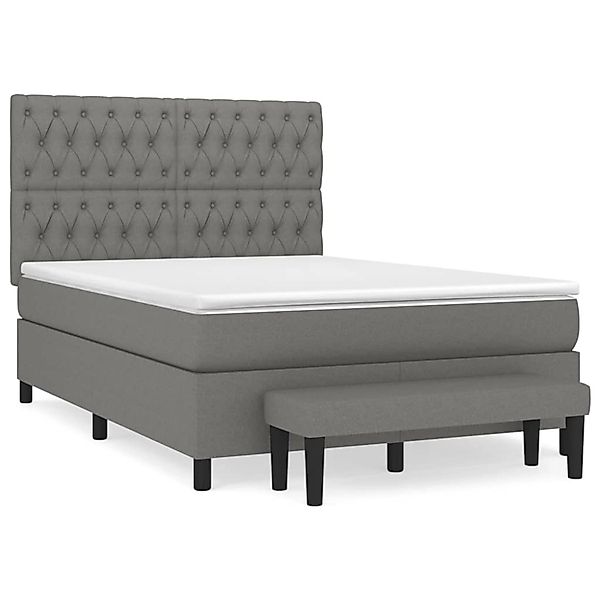 Vidaxl Boxspringbett Mit Matratze Dunkelgrau 140x200 Cm Stoff günstig online kaufen