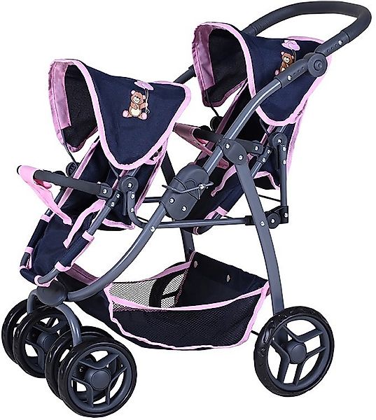 Knorrtoys® Puppen-Zwillingsbuggy Milo - Navy Pink Bear günstig online kaufen