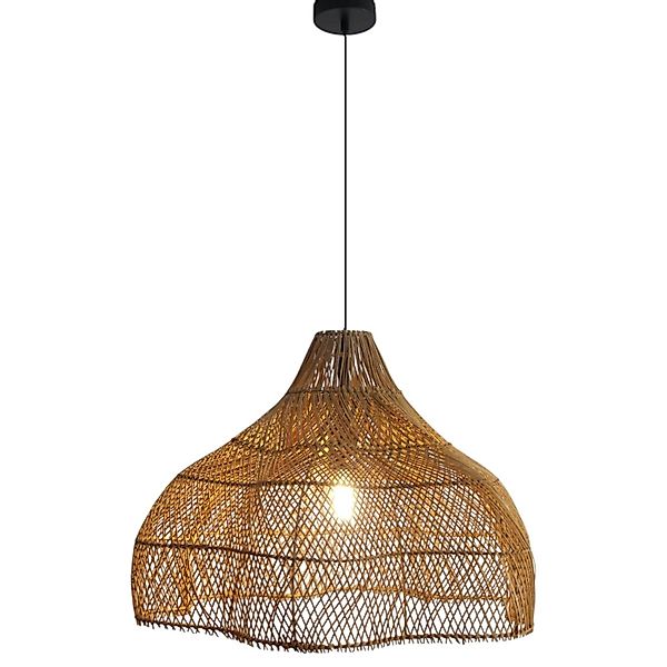 Dapo Decken Pendelleuchte Amanda 60cm Rattan Braun E27 IP20 günstig online kaufen