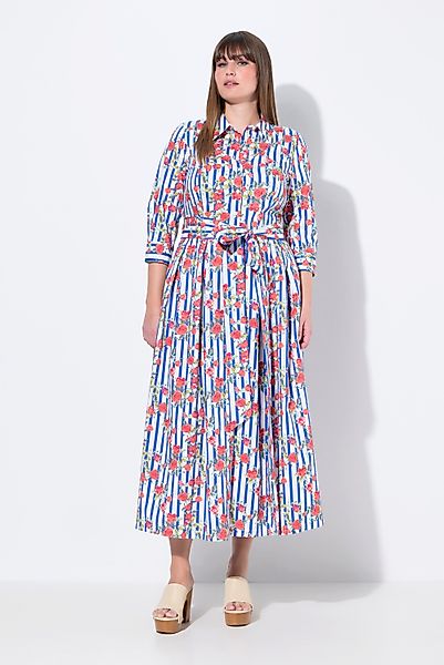 Ulla Popken Maxikleid Hemdblusenkleid Blüten A-Linie günstig online kaufen