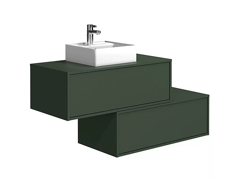 Hängendes Badezimmermöbel mit Einzelwaschbecken und zwei Schubladen - matte günstig online kaufen