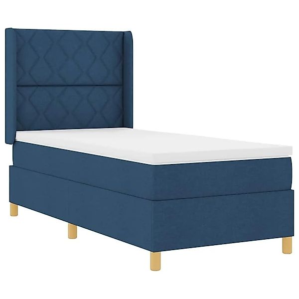 vidaXL Boxspringbett mit Matratze mit Kopfteil Blau 100 x 200 cm Stoff 3341 günstig online kaufen