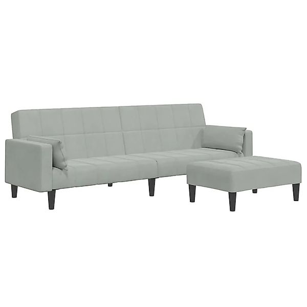 vidaXL Schlafsofa 2-Sitzer mit Fußhocker Hellgrau Samt 3258133 günstig online kaufen