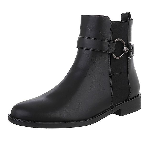 Ital-Design Elegante Damen-Stiefelette mit Schnalle und elastischen Einsätz günstig online kaufen