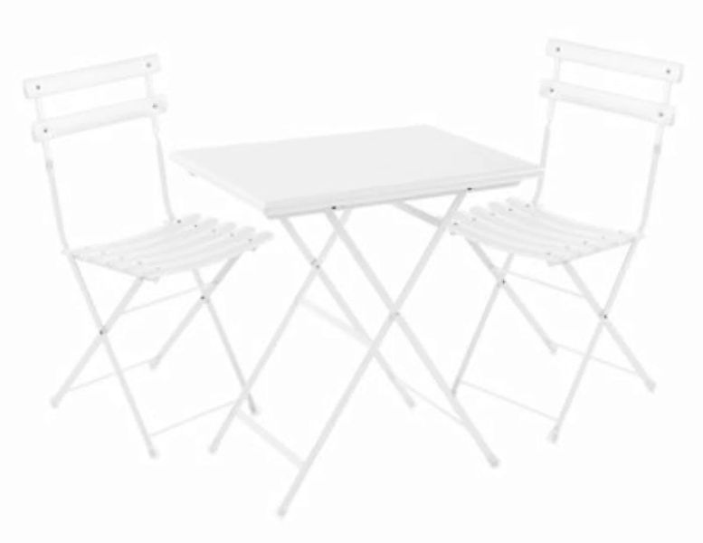 Tisch und Sitzgarnitur Arc en Ciel metall weiß Set aus 2 Stühlen + 1 Tisch günstig online kaufen