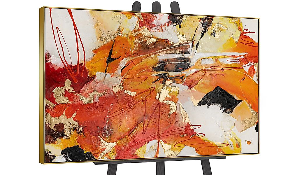YS-Art Gemälde Orangene Explosion, Abstraktion, Abstraktion günstig online kaufen