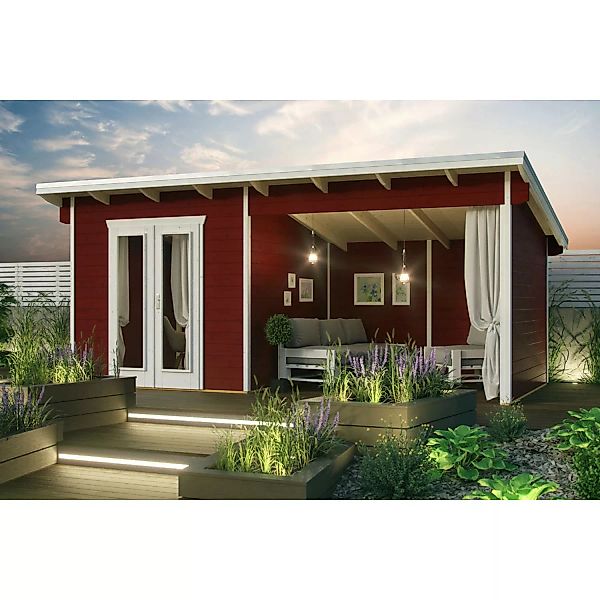 Skan Holz Holz-Gartenhaus Texel Schwedenrot 13,8 m² günstig online kaufen