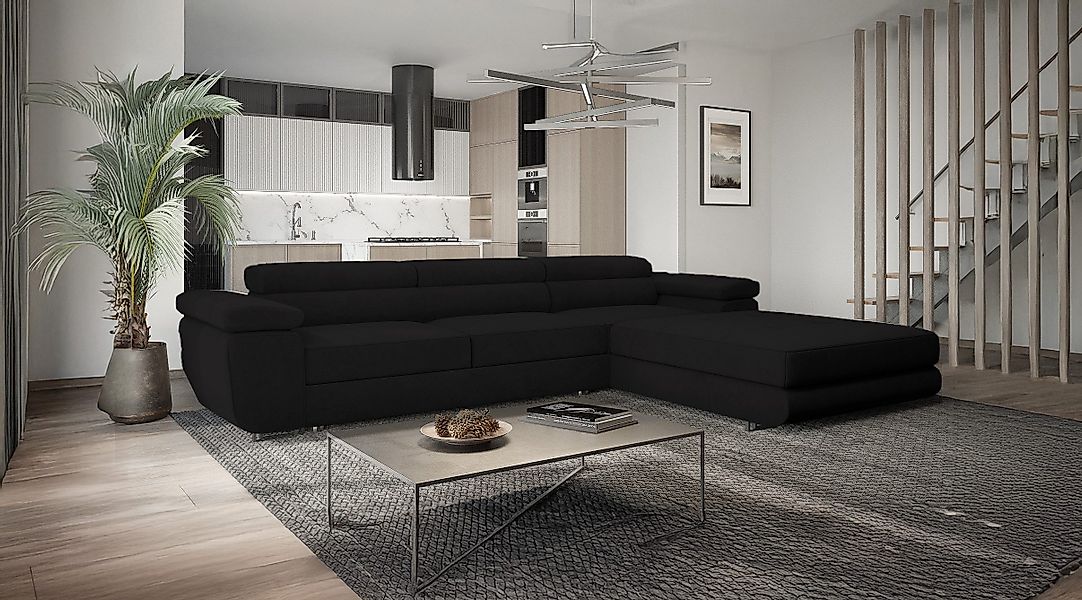 Goldstoff Ecksofa mit Schlaffunktion und Bettkasten, günstig online kaufen