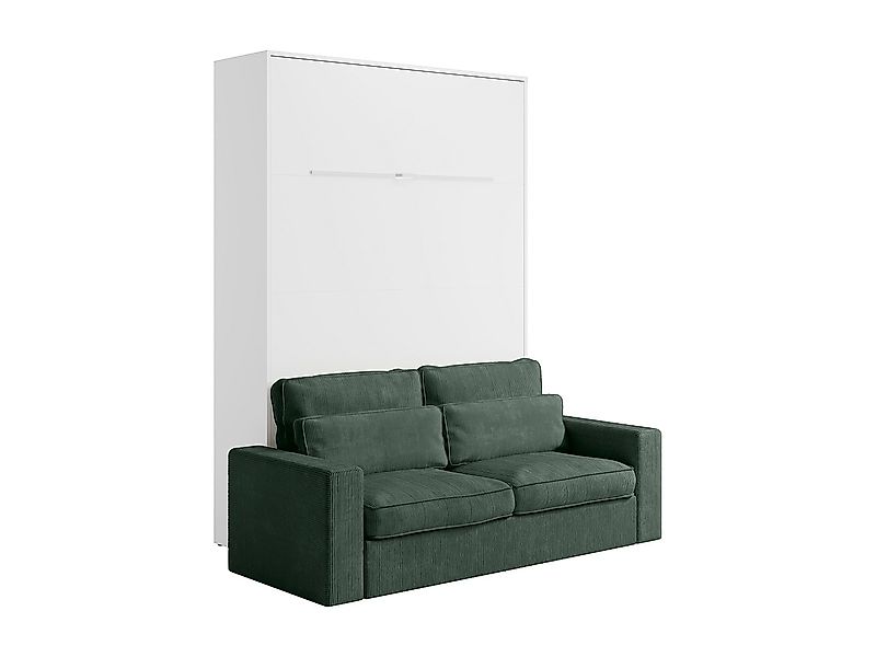 Schrankbett 140 x 200 cm - Manuelle vertikale Öffnung - Mit LEDs - Weiß + G günstig online kaufen